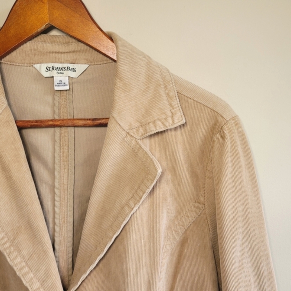 St John's Bay Corduroy Women's Blazer Jacket Tan Petite Large - Picture 4 of 6